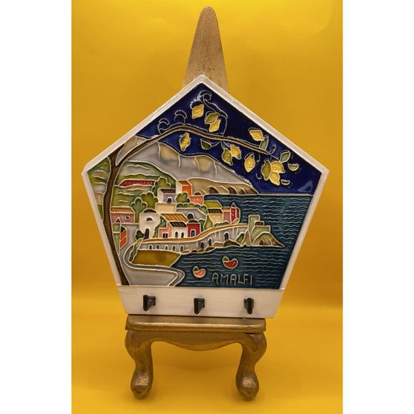 Vietri Pottery- Amalfi Coast Key Holder Tile Made/Hand Painted in Italy - Picture 2 of 10